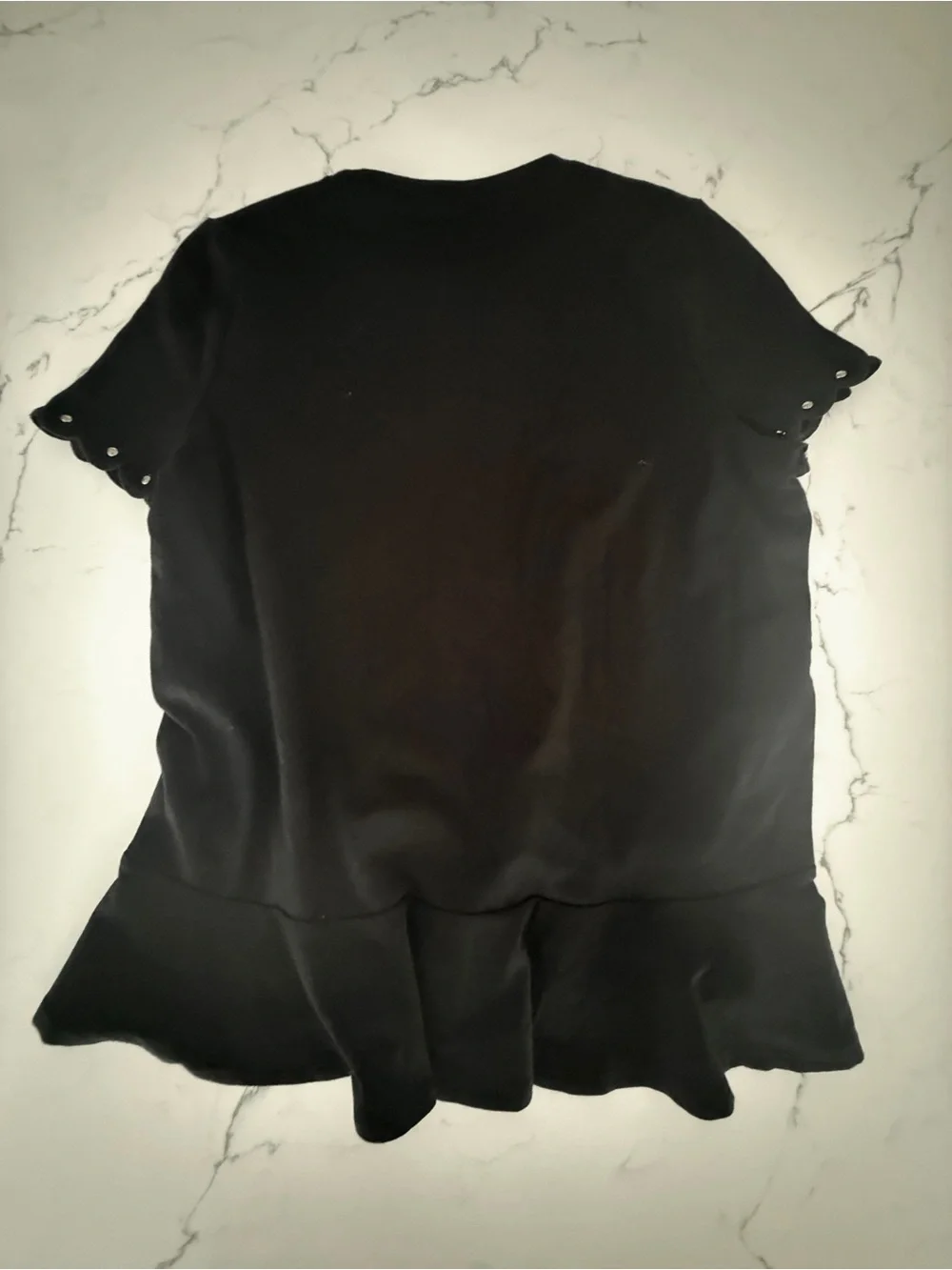 kate spade Black Short-Sleeve Peplum Top with Metallic Bead Accents